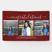 Banderoles Elégant Bourgogne 3 Photo Collage Graduation (Horizontal)