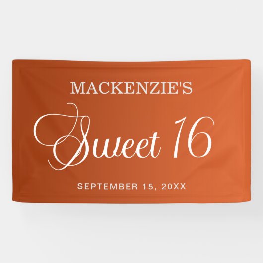 Banderoles Élégant Burnt Orange Sweet 16 Anniversaire (Horizontal)