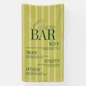 Banderoles Elegant Chartreuse Stripe Open Bar Menu Wedding (Verticale)