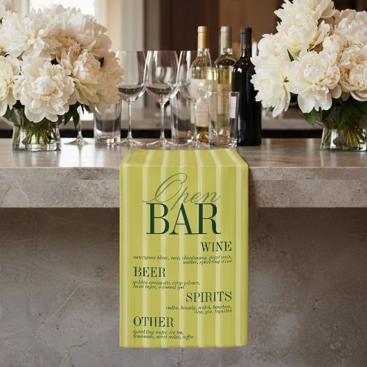 Banderoles Elegant Chartreuse Stripe Open Bar Menu Wedding