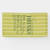 Banderoles Elegant Chartreuse Stripe Signature Drinks Wedding (Horizontal)