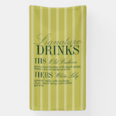 Banderoles Elegant Chartreuse Stripe Signature Drinks Wedding (Verticale)