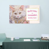 Banderoles Élégant Chat Blanc Joyaux de luxe Anniversaire Bie (Salon professionnel)