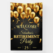 Banderoles Élégant Chic Black Gold Ballons Parti de retraite (Verticale)