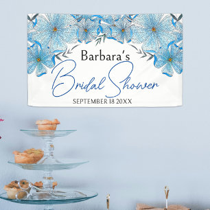 Banderoles Élégant Chic Fleurs Aquarelle Bleue Baby Shower de