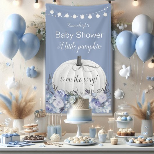 Banderoles Elégant Citrouille blanc Dusty Baby shower bleu