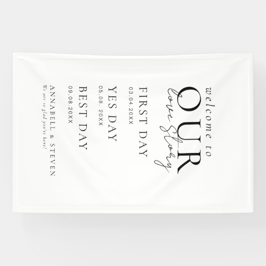 Banderoles Élégant, Classique, Blanc, BIENVENUE DANS NOTRE HI (Horizontal)