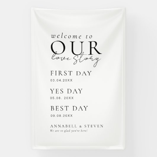 Banderoles Élégant, Classique, Blanc, BIENVENUE DANS NOTRE HI (Verticale)