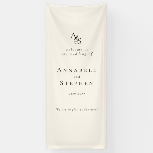 Banderoles Elégant, Classique, Monogramme, Beige, Mariage (Vertical)