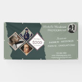 Banderoles Élégant Collage photo vert Professionnel Affaires (Horizontal)