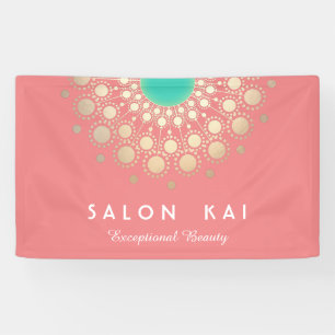 Banderoles Elégant Coral rose et Gold Circle Motif