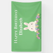 Banderoles Elégant Cute Kawaii Bunny & Fleurs Joyeux Annivers (Vertical)