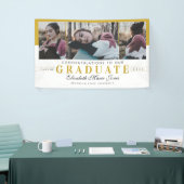 Banderoles Élégant Diplômé Blanc Gold Graduation 3 Photo (Salon professionnel)