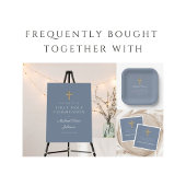 Banderoles Elégant Dusty Blue Croix religieuse Garçon Dieu bé