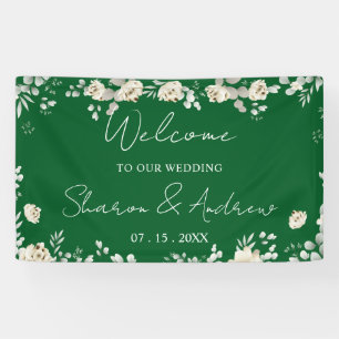 Banderoles Élégant Emerald Green Mariage Bienvenue