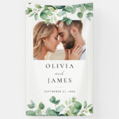 Banderoles Elégant Eucalyptus Vert Mariage photo Bienvenue (Vertical)