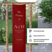 Banderoles Elegant Fabric Wedding Welcome Banner - Ruby Red