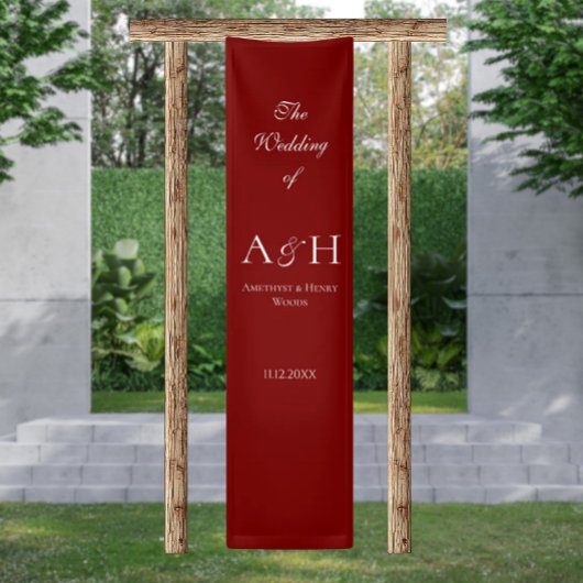 Banderoles Elegant Fabric Wedding Welcome Banner - Ruby Red