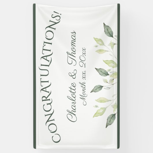 Banderoles Elégant Feuille d'aquarelle Mariage Félicitations (Vertical)