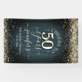 Banderoles Élégant Gold 50th Birthday Script (Horizontal)