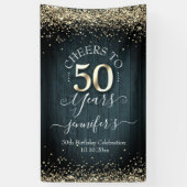 Banderoles Élégant Gold 50th Birthday Script (Vertical)