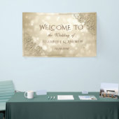 Banderoles Elegant Gold Hearts Frame Bokeh  (Salon professionnel)