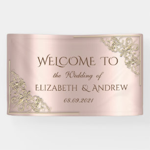 Banderoles Elégant Gold Hearts Rose Gold