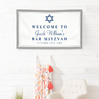 Elegant Grey et Navy Blue Bar Mitzvah Bienvenue