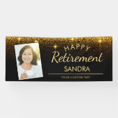 Banderoles Elégant Happy Retirement Photo Gold Sparkle (Horizontal)