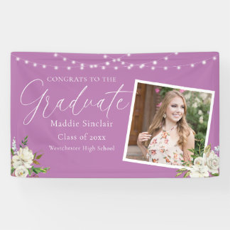 Banderoles Élégant lumière violet photo Floral Graduation
