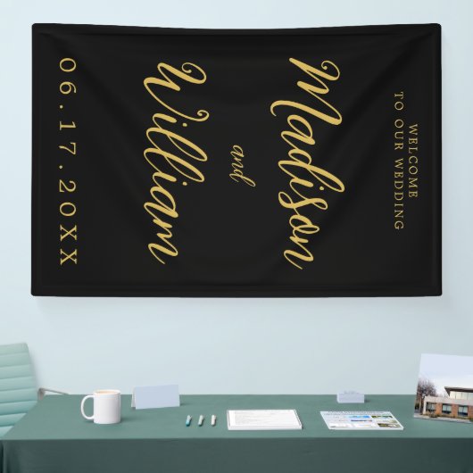 Banderoles Élégant Mariage de bienvenue de script moderne Bla (Salon professionnel)