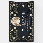 Banderoles Élégant Mariage de Chouettes Art Nouveau (Vertical)