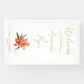 Banderoles Elégant Mariage de fleurs d'or orange (Horizontal)