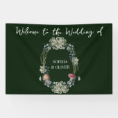 Banderoles Élégant Mariage de fleurs vertes et de champignons (Horizontal)