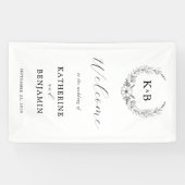 Banderoles Élégant Mariage de monogramme de couronne florale  (Horizontal)