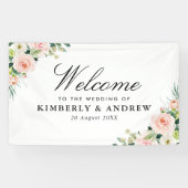 Banderoles élégant mariage fleuri rose vif (Horizontal)