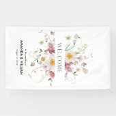 Banderoles Elégant Mariage Floral Bienvenue (Horizontal)