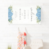 Banderoles Élégant Mariage floral Blue Hydrangea (En situation)