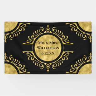 Banderoles Elegant Mariage Gold Black Mr & Mrs.
