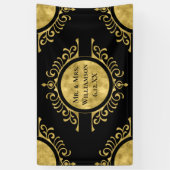 Banderoles Elegant Mariage Gold Black Mr & Mrs. (Vertical)