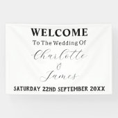 Banderoles Élégant Mariage minimaliste noir et blanc (Horizontal)