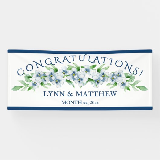 Banderoles Elégant Marine & Blanc - Symbole de réception de m (Horizontal)