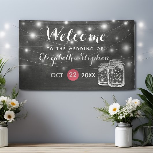 Banderoles Elégant Mason & Jar String Lights Mariage Bienvenu