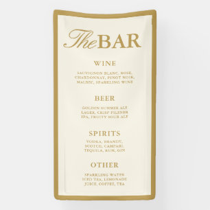 Banderoles Élégant Menu de Bar de Mariage Vintage Ivoire Réce
