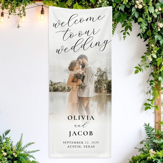 Banderoles Élégant Moderne Calligraphie Bienvenue Mariage pho