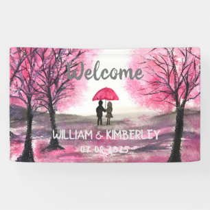 Banderoles Élégant moderne Couple rose Floral Rustique Mariag