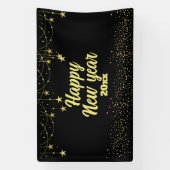 Banderoles Elégant moderne Noir et Or Bonne année (Verticale)