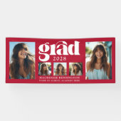 Banderoles Élégant moderne Red Graduation Photo Collage (Horizontal)