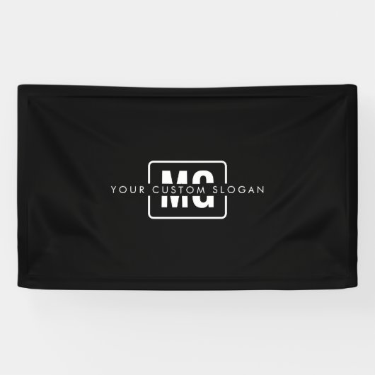 Banderoles Élégant Monogramme Noir Marque Événement Personnal (Horizontal)