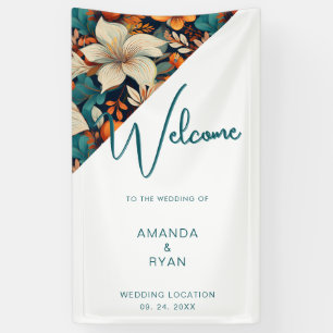 Banderoles Élégant motif floral tropical de mariage 